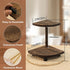 Tikea Decorative Wood Riser for Display, 2-Tier Rustic Corner Shelf for Kitchen Bathroom Counter Decor, Brown Pedestal
