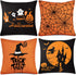 Whaline 4 Pieces Halloween Pillow Case - Orange and Black Linen Cover, Happy Halloween Decoration (18" x 18")