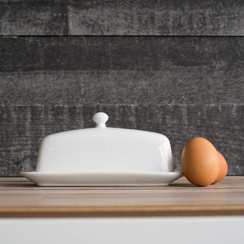 4.5 8 Now Designs Stoneware Rectangle Butter Dish with Lid, White x