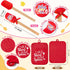 Baking Gift Pot Holder Set - R HORSE 3Pcs Red Baking Pot Holder with Silicone Spatula Greeting Card Heat Resistant Oven Mitts Kitchen Baking Gift for Mother's Day Teacher Day Baking Cooking Lover by R HORSE