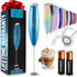 Zulay Kitchen Milk Frother Wand - Handheld Electric Frother with 2 Duracell Batteries, Easy-Clean Mixer, Metallic Blue