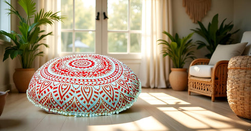 32" ICC Large Round seat Floor Cushion Chair Ottoman Cover Pouf Pillow Meditation Floor Cushions for Adults Seating