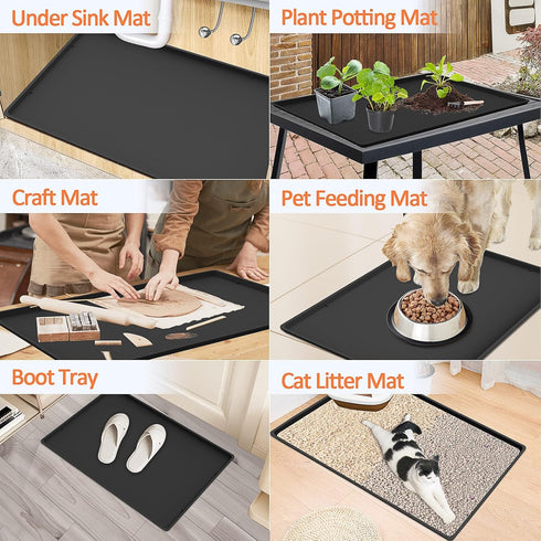 Heavy Duty Silicone Coffee Maker Mat with Lip, 19.7'' x 15'' for Countertops