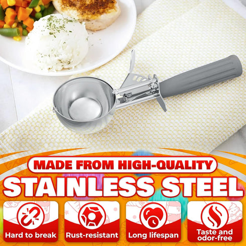 4 oz Ice Cream Scoop with Trigger Release #8, Stainless Steel Tool for Baking, Cookies, and Desserts, Easy-to-Clean