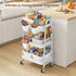 3-Tier 4 Rolling Utility Cart with Woven Baskets, Diaper Book Snack Cart, Storage Organizer for Nursery, Kitchen, Craft