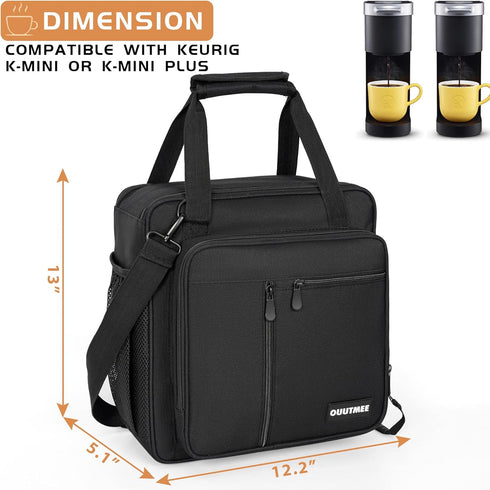 Coffee Maker Carrying Bag OUUTMEE for Keurig K-Mini or K-Mini Plus, Portable Storage Tote with Extra Pockets