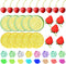 Chewarelly 70 Pcs Fake Fruits Ice Cube Set, Include 10 Artificial Lemon Slice