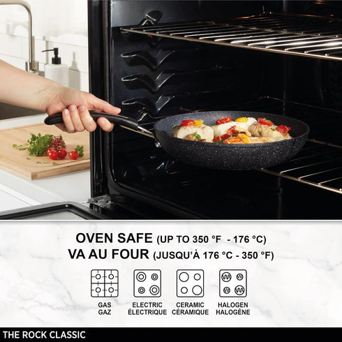 Starfrit The Rock 16cm Non-Stick Egg Fry Pan - 6.5" Durable Forged Aluminum, PFOA Free, Black
