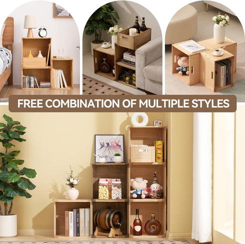 Closet C15-DBR KIRIGEN Stackable Wood Storage Cube /Basket/ Bins Organizer for Home Books Clothes Toy - Modular Open