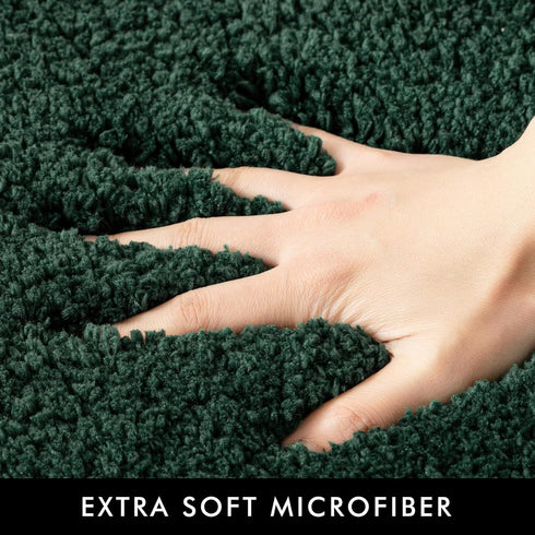 MIULEE Toilet Rugs U Shaped, Absorbent Microfiber Contour Bath Mats for Bathroom Floor, Anti-Slip Machine Wash Dry, 20'' x 20'', Dark Green by MIULEE