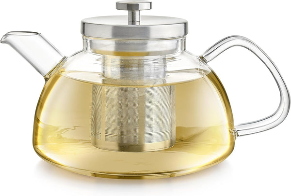 Teabloom Balance Borosilicate Glass Tea Kettle & Teapot Stovetop-Safe, 40oz Deep Loose
