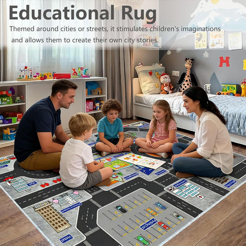KEBEXXY Room,31X47Inch/80X120CM Kids Rug Play Mat Great for Playing with Cars and Toys,Educational Kid Road and Traffic