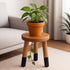 9" (10" Rubber Wood Round Plant Stand |Dip Dyed Black Stool, Wood Riser |Milking Stool H)