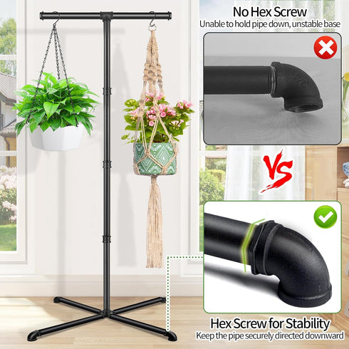 4 Plant Hanger Indoor, Hanging Plant Stand Heavy Duty Metal Standing Plant Hanger with Hooks Hanging Plant Holder