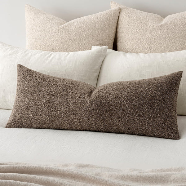 MIULEE Textured Boucle Throw Pillow Cover Dark Brown Accent Solid Lumbar Pillow