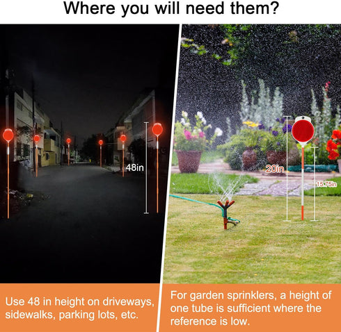 CAPHONT 12 48 Inch Pcs Reflective Driveway Markers, Double Sided Driveway Markers Reflectors for Snow Plowing Markers