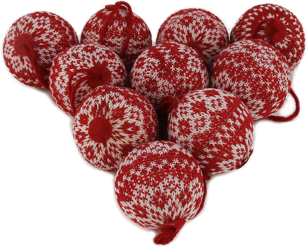 WEWILL 10 PCS Red Knitted Sweater Christmas Ball Ornaments - 2.75" Festival Decorations
