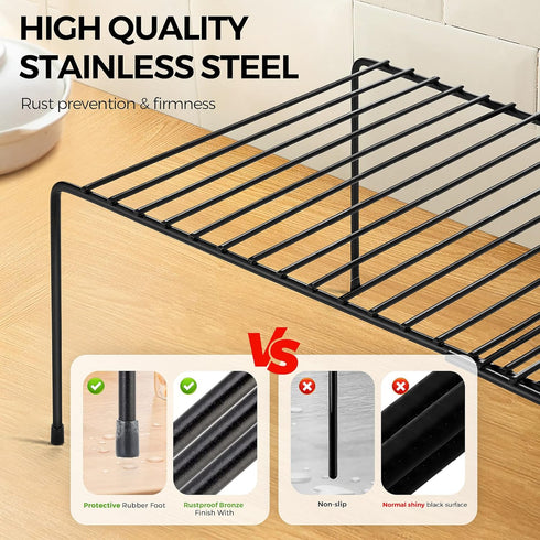 Ravinte Expandable Freezer Shelf Organizer, Rustproof Metal Wire Kitchen Cabinet Spice Rack for Countertop Storage
