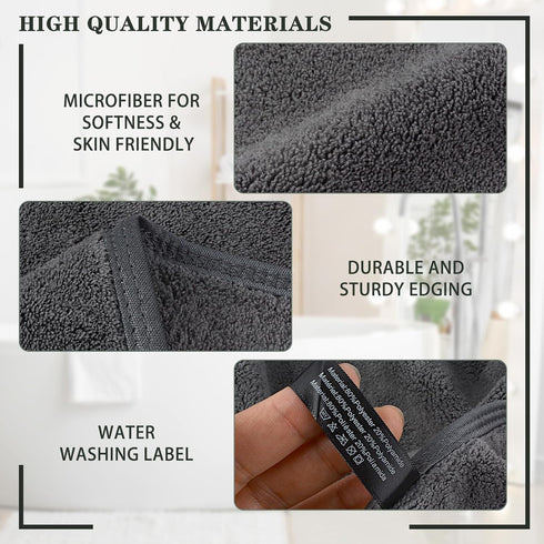 2040 2pc) KinHwa Microfiber Hand Towels for Bathroom Soft and Absorbent Face Towels Grey Bathroom Hand Towels for Spa