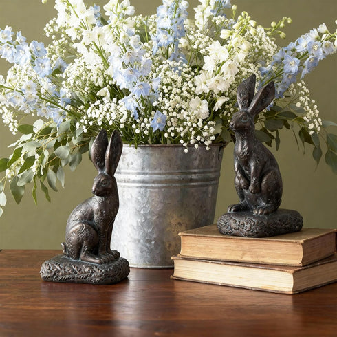 Rabbit Bookends, Decorative Bunny Book Ends for Shelves, Unique Rabbit Figurine Bookends, Heavy Resin Book Holder