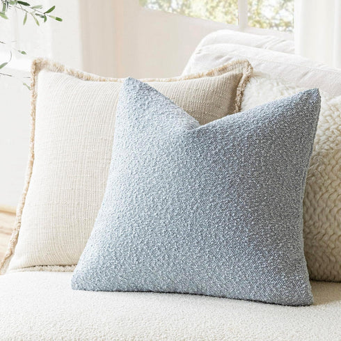 Cozy 18 18 Inch, 1PC, Foindtower Modern Textured Boucle Throw Pillow Covers Accent Solid Decorative Pillow Cases Woven