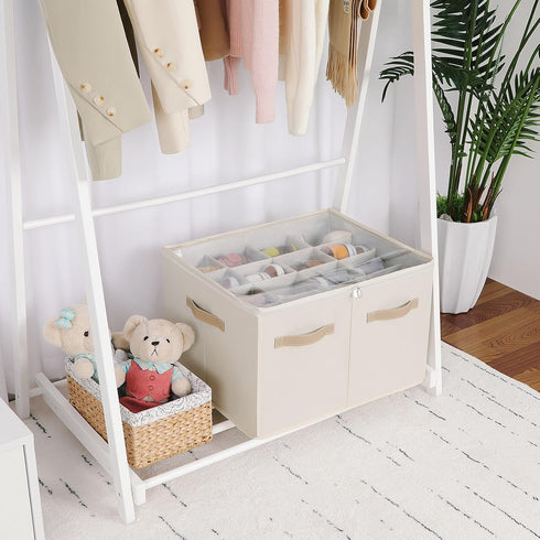 Closet, 16 TP09Y TOPIA HOME Shoe Organizer for Foldable Shoe Box with Adjustable Dividers and Clear Cover, Space Saving