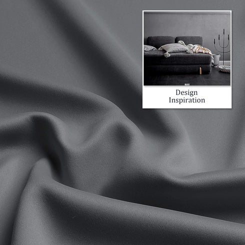 DUALIFE Solid Blackout Curtains for Bedroom, 72 Inches Long Room Darkening Grey Grommet Draperies for Living Room