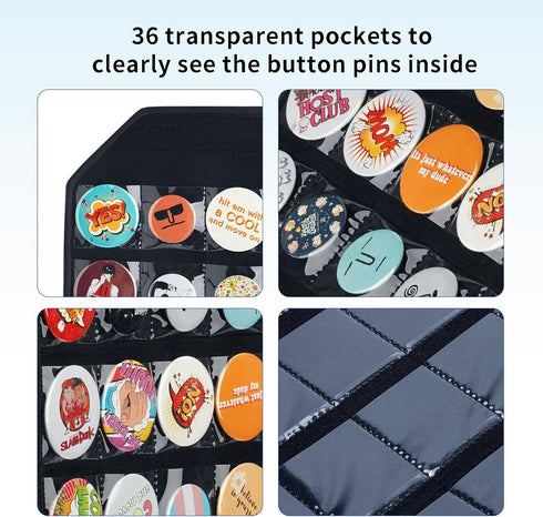 PACMAXI Wall Hanging Badge Button Pins Organizer Display Storage Stand for Up to 36 Pins (Black)