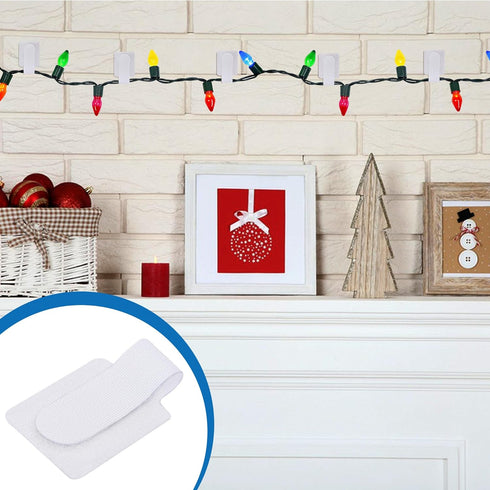 80 Pcs Adhesive Christmas String Lights Strap Holders, Outdoor Hanging Christmas Lights Cable Ties, Hook and Loop Cable