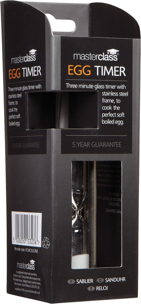 MasterClass 3-Minute Hourglass Egg Timer, 4 x 10 cm (3" x 1.5")