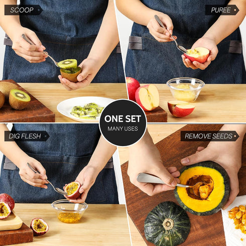 Hiware 4-piece Grapefruit Spoons and Knife, 18/8 Stainless Steel