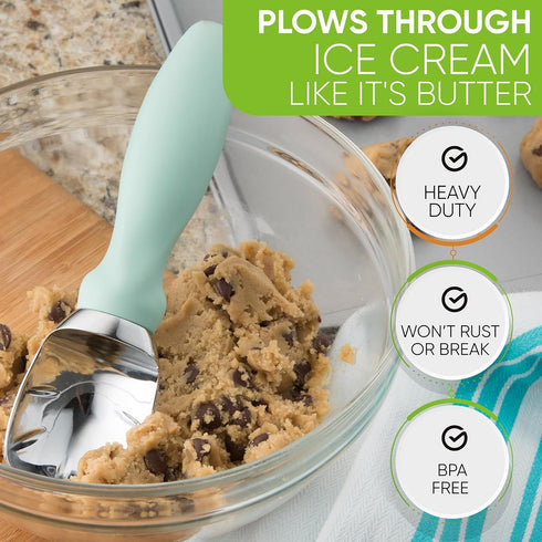 Spring Chef Heavy Duty Ice Cream Scoop - Professional Metal Scooper for Gelato, Mint, Dishwasher Safe