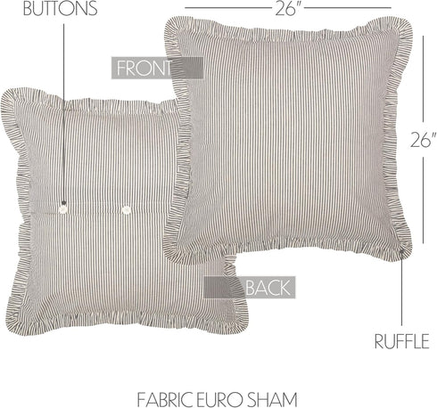 VHC Brands Hatteras Bedding Accessory, Euro Sham 26x26, Blue
