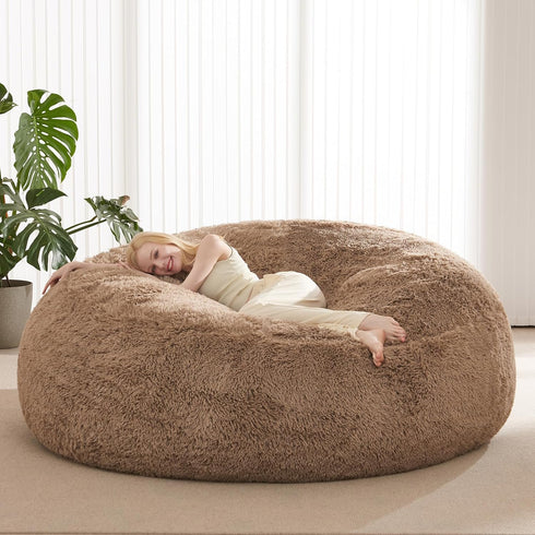Fluffy Bean Bag for Stuffed Animals Storage, Faux Fur Washable Bean Bag