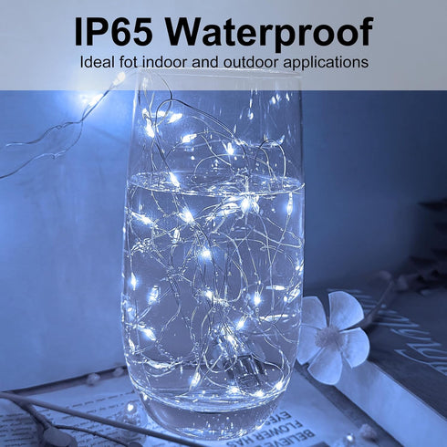 12 Pack 7FT 20LED Led Fairy Lights - White, Battery Operated LED Silver Wire String Lights, Mini Firefly Starry String