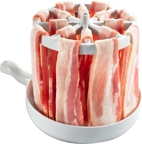 Microwave Bacon Cooker- Bacon Wizard Cooks 1LB of Bacon and Reduces Fat by 40%- Crispier, Healthier, Quicker Bacon Every time- Grease Catcher Makes Clean Up Simple- Easily Meal Prep in Kitchen or Dorm