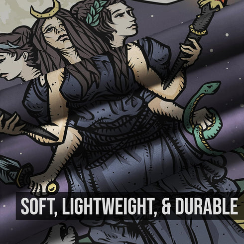 The Goddess Hecate Tarot Card Tapestry - Triple Moon Goddess of Witchcraft Hekate Wheel Wall Hanging (60" x 50")