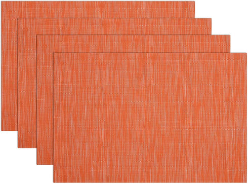 SHACOS Placemats Set of 6, Woven Vinyl Place Mats for Dining Table, Indoor Outdoor Wipe Clean (6, Orange)