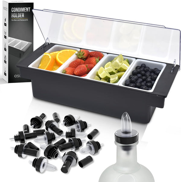 Esatto Bar Products Condiment Holder for Serving Container Chilled Garnish Tray with