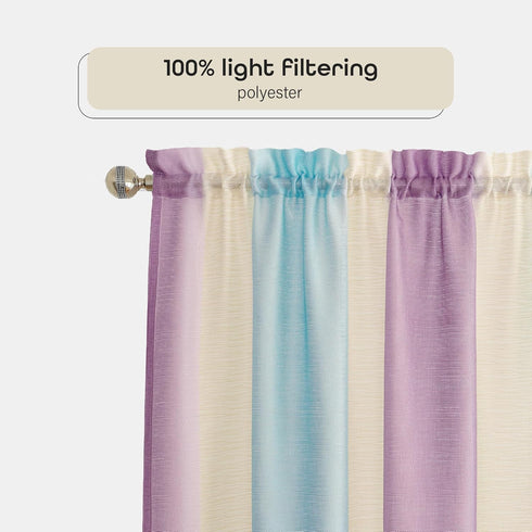 ACHIM Spectrum Rod Pocket Panel Window Curtain - 50 Inch Width, 63 Inch Length, Lilac/Turquoise, Semi-Sheer Polyester
