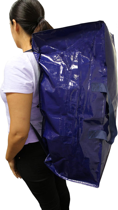Earthwise X-Large Moving Bags Set of 4, Blue - W/Backpack Straps, Strong Handles & Zippers, Fold Flat Storage Totes