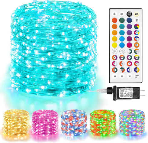 LitHome Led Christmas Fairy Lights Plug in, 200LED 66FT Color Changing Fairy Lights