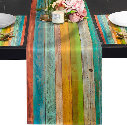 Farmhouse Table Runners 48 Inches Long, Wood Grain Spring Table Runner Old