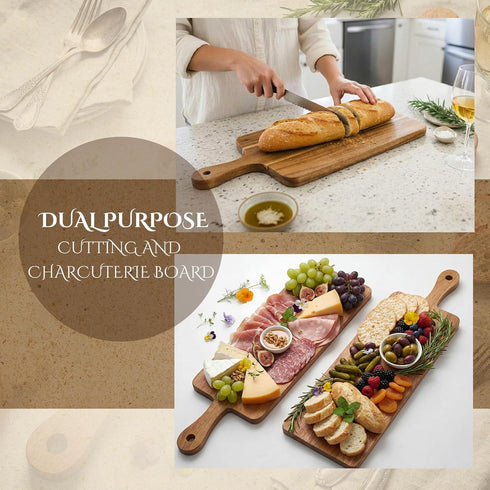 6 16.1 4.7 Inch Nuenen Pcs Wood Cutting Board with Handle x Acacia Bamboo Wooden Serving Kitchen Chopping Boards