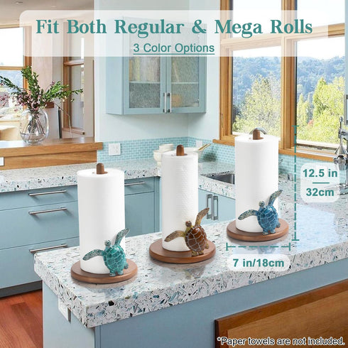 Countertop Turtle Paper Towel Holder - Coastal Decor for Home Ocean Decor Beach House Beachy Themed, Sea Turtle Gifts