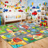 3x5 Car Rug for Kids Playroom - Road Rug for Boys Room Kids Play Mat with Road Tracks Car Play Mat, Feet