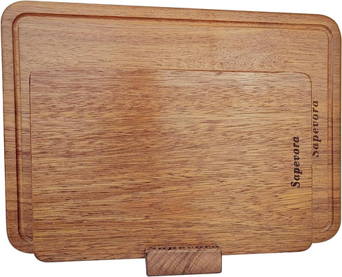 Sapevora Solid Teak Wood Cutting Board Set One Piece Non Glued Large Thick