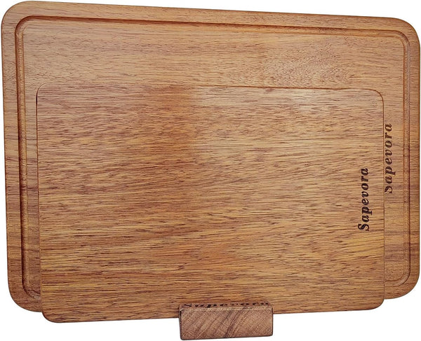 Sapevora Solid Teak Wood Cutting Board Set One Piece Non Glued Large Thick