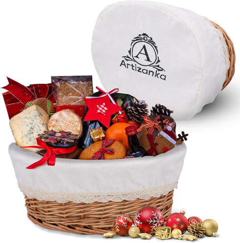 Large Handmade Wicker Bread Basket for Serving, 12 inch Sourdough Bread and Pastries Basket with Liner