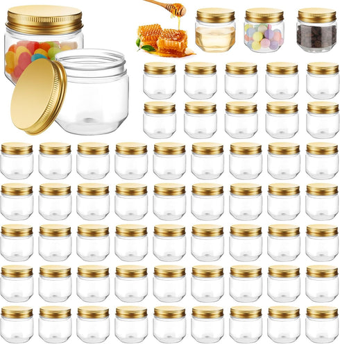 Tanlade 60 Pcs 3 oz Clear Plastic Jars with Lids Wide Mouth